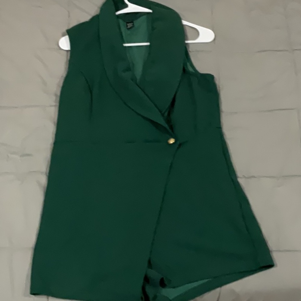 Green Sleeveless Blazer Romper